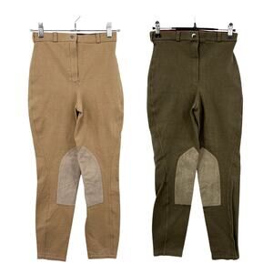 On Course Size 26 Riding Breeches Lot of 2 Pair Equestrian Stretch Tan Olive